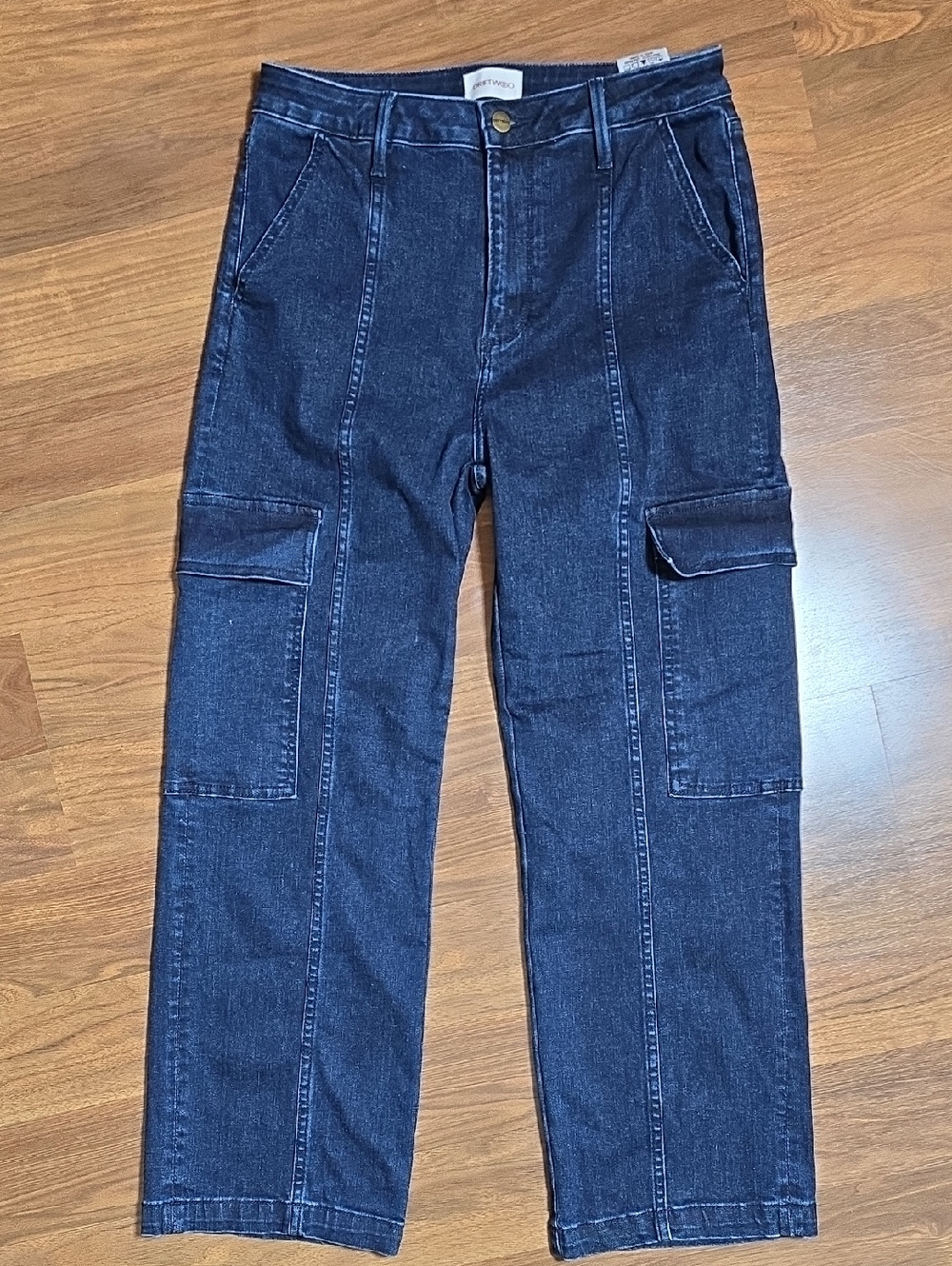 Driftwood Jeans 31 Blue Cargo High Rise Wide Leg Stretch Utility - Picture 1 of 10